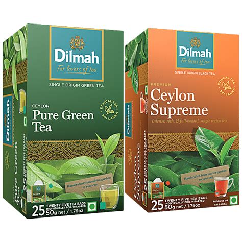 Buy Dilmah Tea Ceylon Pure Green Tea Supreme Black Tea Online At Best