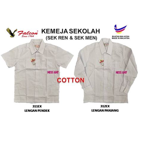 Baju Sekolah Kemeja Putih Lengan Pendek Panjang Falcon 311ex 312ex