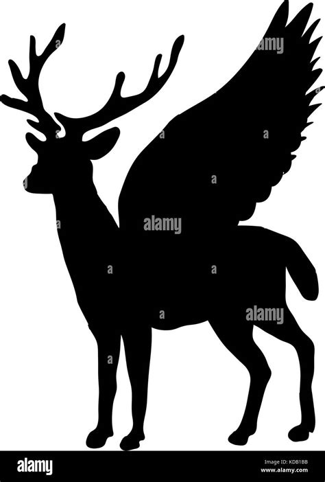 Deer Peryton Silhouette Ancient Mythology Fantasy Vector Illustration