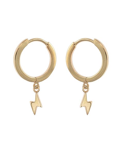 Lightning Bolt Charm Hoop Earrings Oliver Bonas IE Crystal Hoop