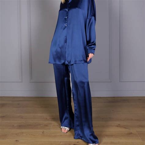 Satin Pant Suit Women Etsy