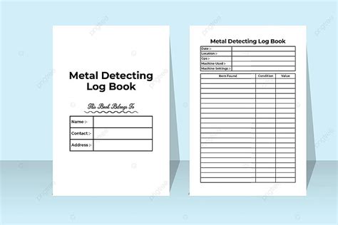 Metal Detecting Journal With Item And Location Tracker Vector Digger