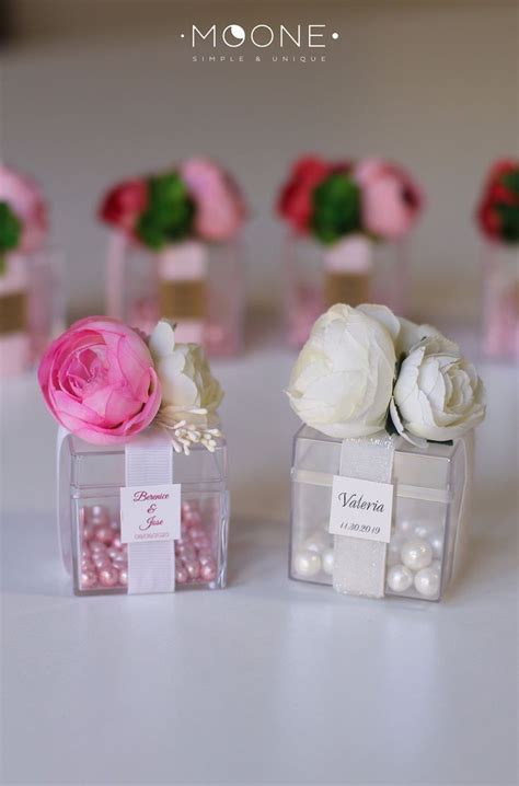 5pcs Wedding Favors For Guests Wedding Favor Boxes Cube Blush Favors