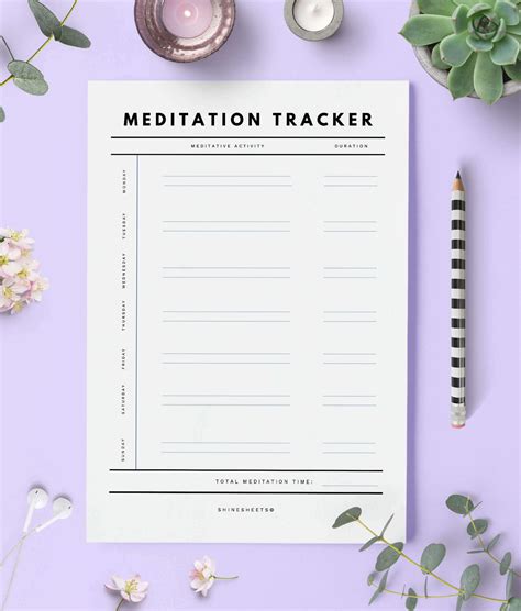 Meditation Tracker Printable Shinesheets