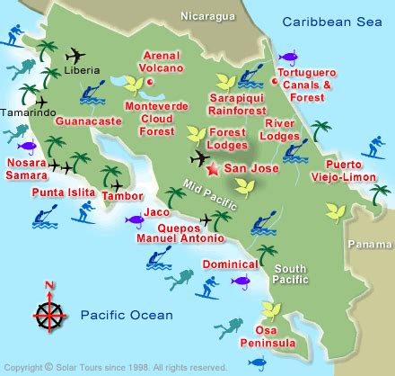 Map Of Costa Rica Tourist Attractions - Island Maps