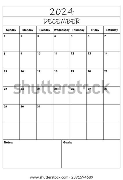 2024 December Planner Calendar Planner Simple Stock Vector (Royalty ...