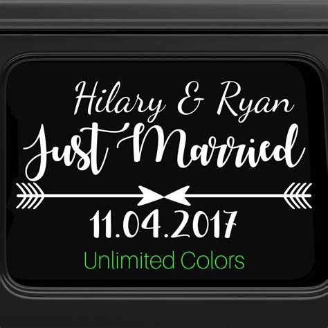 Just Married Car Window Decal Wedding Car Kit Just Married Decal Just