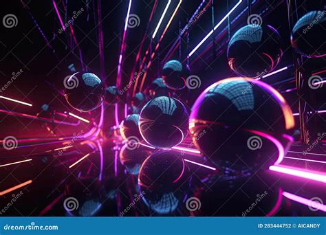 Futuristic Space Time Warp With Metallic Spheres And Holographic Beams