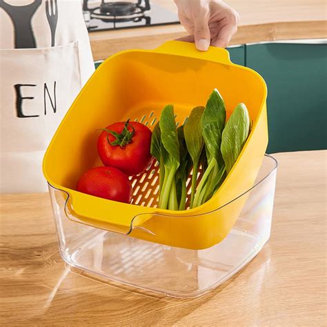 82 Qt Kitchen Nesting Colanders Bowl Set Fruit Vegetable Washing Soaking Basket 2 In 1 Food