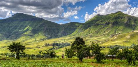 Lesotho Landscape Stock Image Image Of Huts Panoramic 33204317