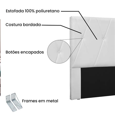 Cabeceira Aquilla Para Cama Box Solteiro 90 Cm Corino Branco D Rossi