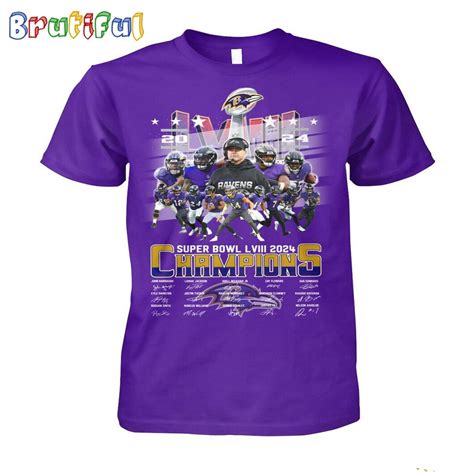 Baltimore Ravens Super Bowl Lviii 2024 Champions Signatures T Shirt