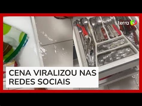 Jovem viraliza após esquecer torneira aberta e inundar casa Vídeo