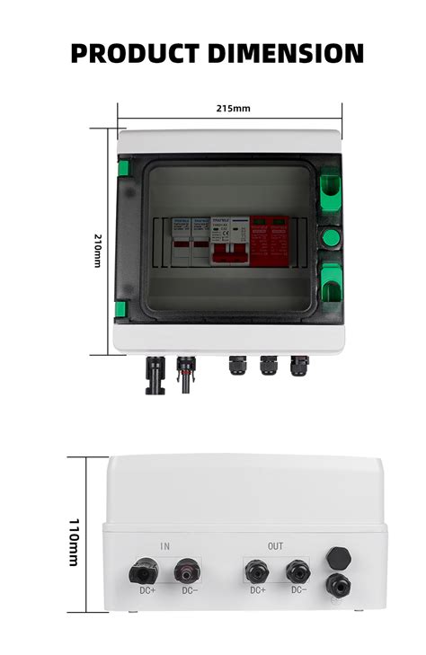 Solar Photovoltaic Pv Dc Combiner Box Surge Lightning Protection 1 Input 1 Out Dc 600v Fuse Mcb