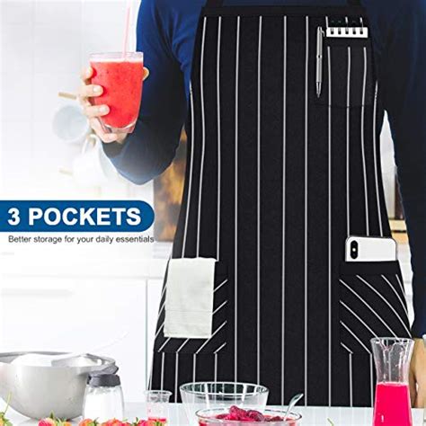 Syntus 2 Pack Adjustable Bib Apron With 3 Pockets Cooking Kitchen