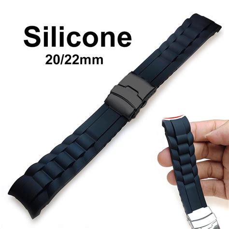 Curved End Silicone Rubber Watch Strap For Seiko Band Mm Mm Soft