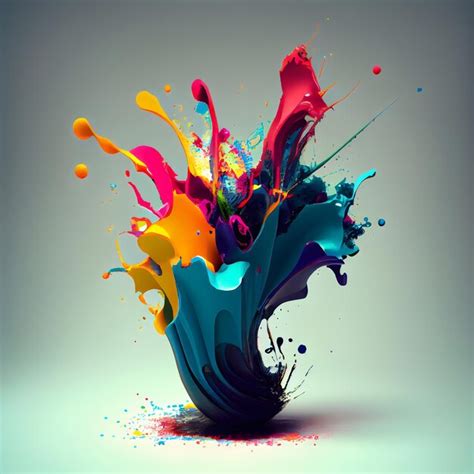 Premium Ai Image Colorful Paint Splashes Isolated On Grey Background