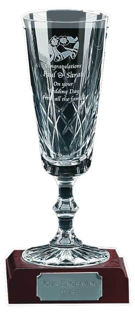 Knighton Cut Crystal Champagne Glass Award With Engraving Panel Kc018 Drinking Glasses