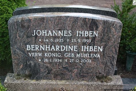 Grab Von Johannes Ihben 14 06 1935 23 09 1993 Friedhof Hage Neuer