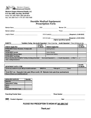 Form Or Advanced Health Durable Medical Equipment Prescription