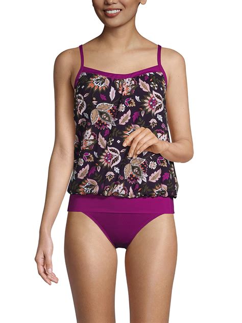 Lands End Women S Chlorine Resistant Blouson Tummy Hiding Tankini