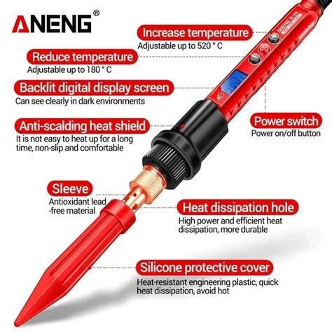 Aneng Solder Listrik Adjustable Temperature Lcd Display W Sl