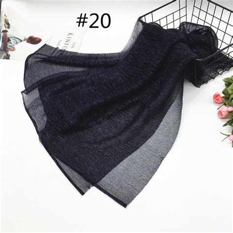 New Shimmer Pleated Hijab Scarf Plain Shiny Crinkle Shawl Fashion