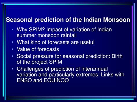 Seasonal Prediction Of The Indian Monsoon Spim Ppt Download