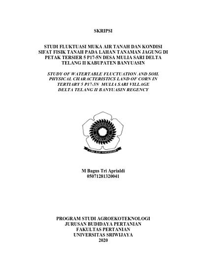 PROGRAM STUDI AGROEKOTEKNOLOGI JURUSAN BUDIDAYA PERTANIAN FAKULTAS