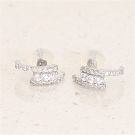 Boucles d oreilles AÉLYS en Or 375 1000 Blanc avec Oxydes AE B4OZ0068