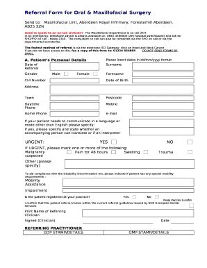 Referral Form For Oral Maxillofacial Surgery Fill And Sign