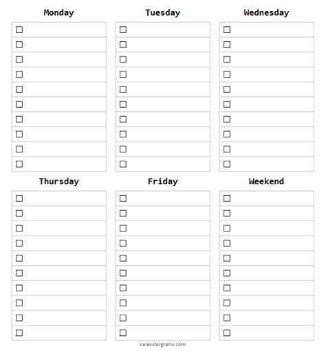 Printable Weekly To Do List Template Printable Templates Images