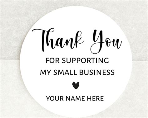 Personalised Thank You For Supporting My Small Business Stickers 37mm