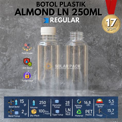 Jual Botol Plastik Pet Ml Almond Bulat Minuman Jus Susu Kopi Tutup