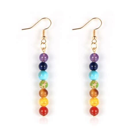 Boucles D Oreilles De Protection 7 Chakras Pendantes O Karma