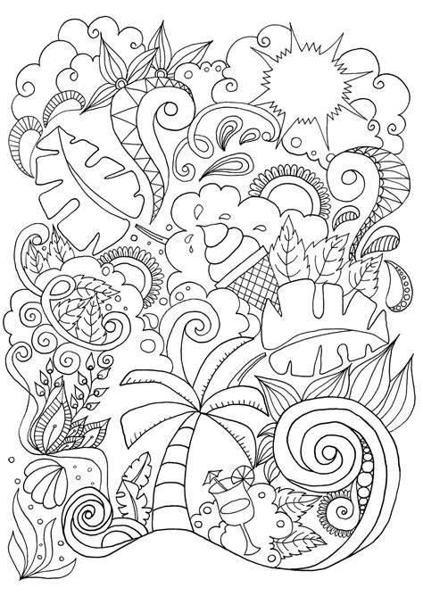 Coloriage Doodle Art Tropical T L Charger Et Imprimer Gratuit Sur