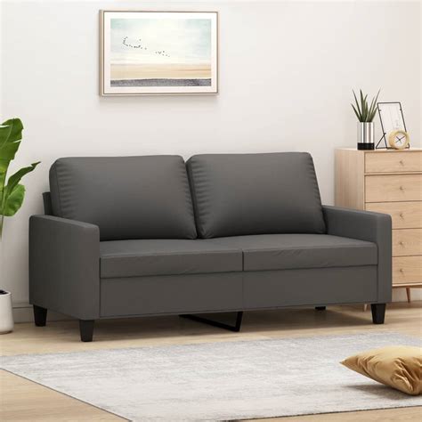 2 Sitzer Sofa Grau 140 Cm Kunstleder Weddig