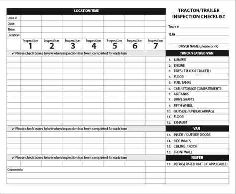 Printable Trailer Inspection Form