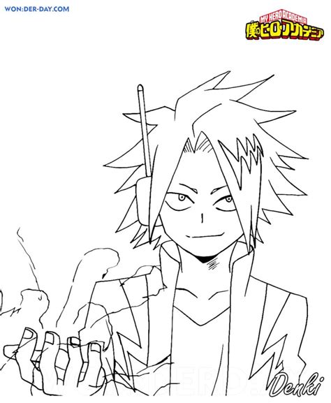 Mha Bakusquad Denki Genderbent Sketch Coloring Page