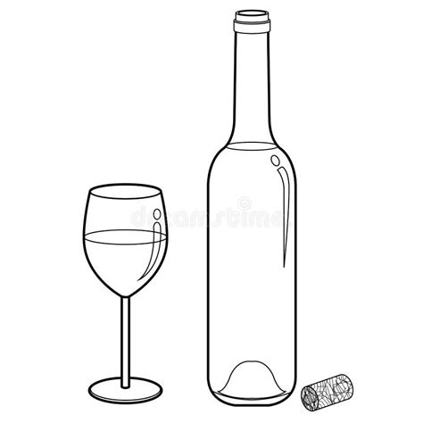 Wine Glass And Bottle Outline Vector Stock Vector Illustration 33182290