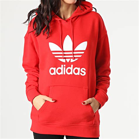 Adidas Originals Sweat Capuche Femme Trefoil He6953 Rouge