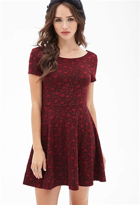 Forever Textured Floral Skater Dress Forever Lookastic