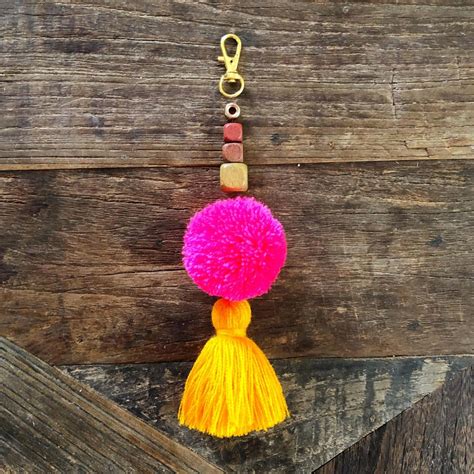 Diy Pom Pom And Tassel Clip On Keychain The Neon Tea Party