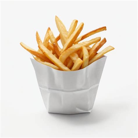 A Red Container Of French Fries With White Background Premium Ai