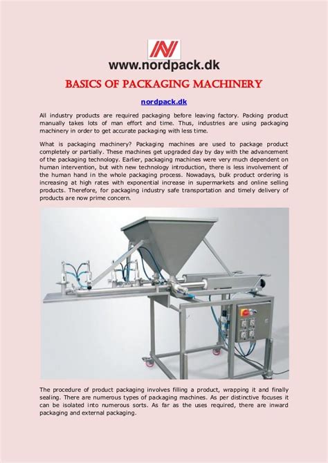 Basics of packaging machinery