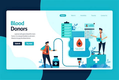 Premium Vector Blood Donors Landing Page