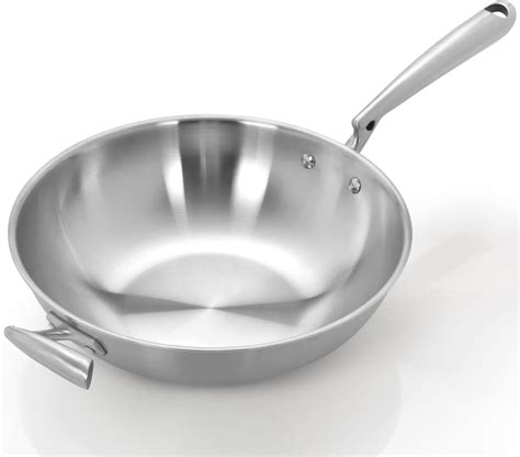 Foodstudio Wok De Acero Inoxidable De 118 Pulgadas Con Tapa Sartén De