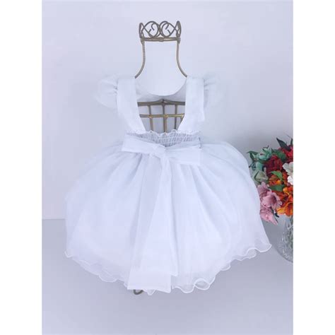 Vestido Infantil Branco Batizado Casamento Daminha Noivinha Festa 1 A 4