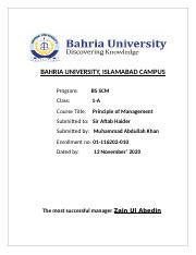 Abdullah Managment Docx BAHRIA UNIVERSITY ISLAMABAD CAMPUS Program