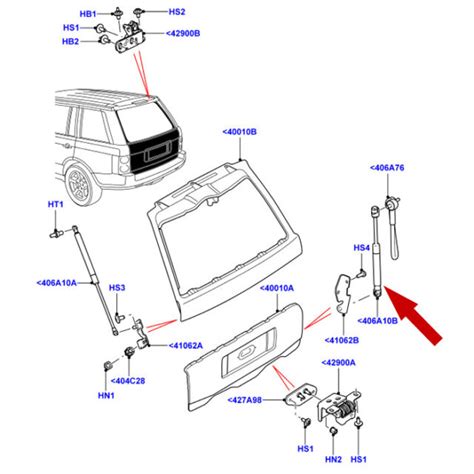 Land Rover Lower Tail Gate Door Gas Lift Rh Range Lr Oem